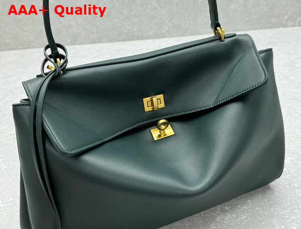 Balenciaga Rodeo Medium Handbag in Pine Green Smooth Calfskin Aged Gold Hardware Replica