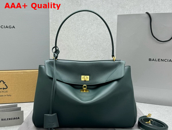 Balenciaga Rodeo Medium Handbag in Pine Green Smooth Calfskin Aged Gold Hardware Replica