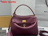 Balenciaga Rodeo Mini Handbag in Dark Burgundy Smooth Calfskin Aged Gold Hardware Replica