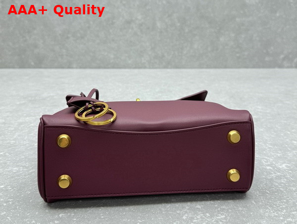Balenciaga Rodeo Mini Handbag in Dark Burgundy Smooth Calfskin Aged Gold Hardware Replica