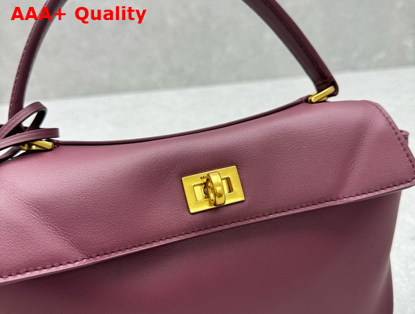 Balenciaga Rodeo Mini Handbag in Dark Burgundy Smooth Calfskin Aged Gold Hardware Replica