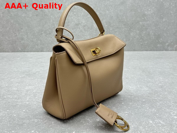 Balenciaga Rodeo Mini Handbag in Latte Smooth Calfskin Aged Gold Hardware Replica