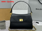 Balenciaga Rodeo Nano Bag with Chain in Black Smooth Calfskin Replica
