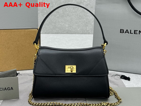 Balenciaga Rodeo Nano Bag with Chain in Black Smooth Calfskin Replica