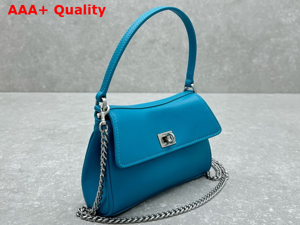 Balenciaga Rodeo Nano Bag with Chain in Sky Blue Smooth Calfskin Replica