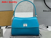 Balenciaga Rodeo Nano Bag with Chain in Sky Blue Smooth Calfskin Replica
