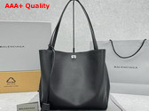 Balenciaga Rodeo North South Tote Bag in Black Smooth Calfskin Aged Silver Hardware Replica