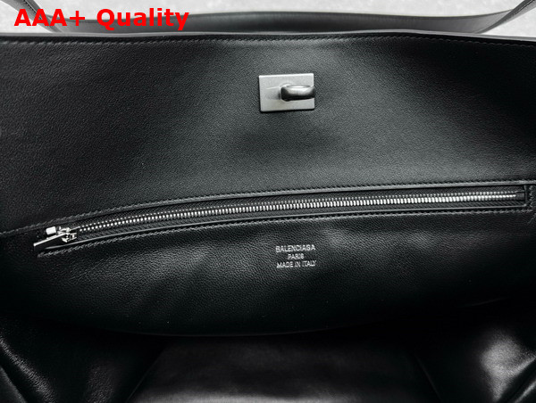 Balenciaga Rodeo North South Tote Bag in Black Smooth Calfskin Aged Silver Hardware Replica