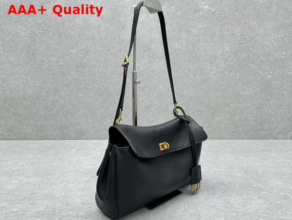 Balenciaga Rodeo Shoulder Bag in Black Smooth Calfskin Aged Gold Hardware Replica