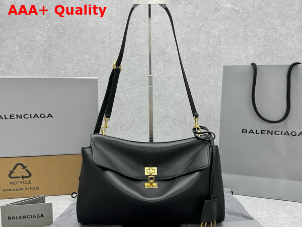 Balenciaga Rodeo Shoulder Bag in Black Smooth Calfskin Aged Gold Hardware Replica