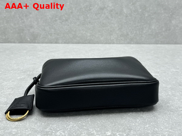 Balenciaga Rodeo Sling Pochette in Black Smooth Calfskin Aged Gold Hardware Replica