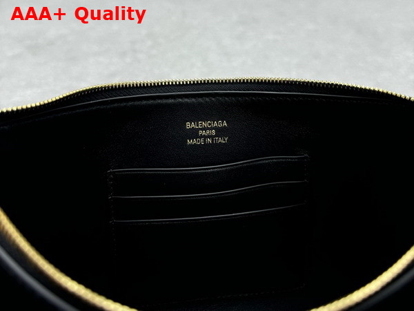 Balenciaga Rodeo Sling Pochette in Black Smooth Calfskin Aged Gold Hardware Replica