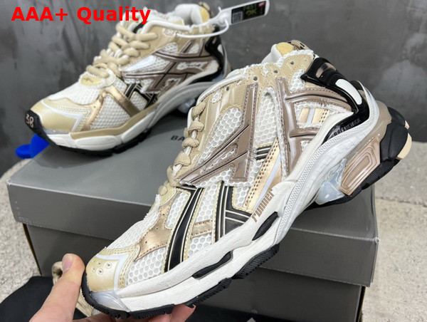 Balenciaga Runner Sneaker in Beige and Black Mesh and Nylon Replica