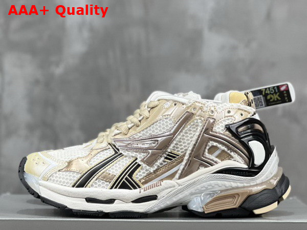 Balenciaga Runner Sneaker in Beige and Black Mesh and Nylon Replica