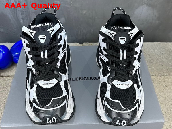Balenciaga Runner Sneaker in Black and White Mesh and Nylon Replica
