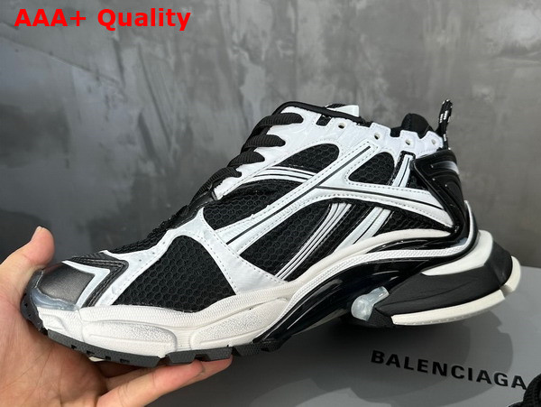 Balenciaga Runner Sneaker in Black and White Mesh and Nylon Replica