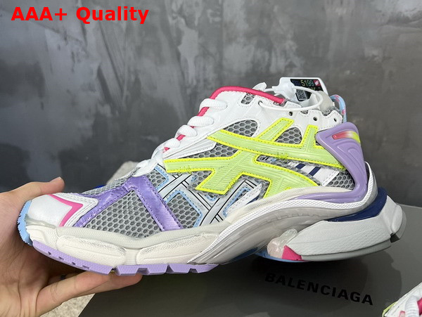 Balenciaga Runner Sneaker in Grey Light Purple Neon Yellow and White Mesh and Nylon Replica