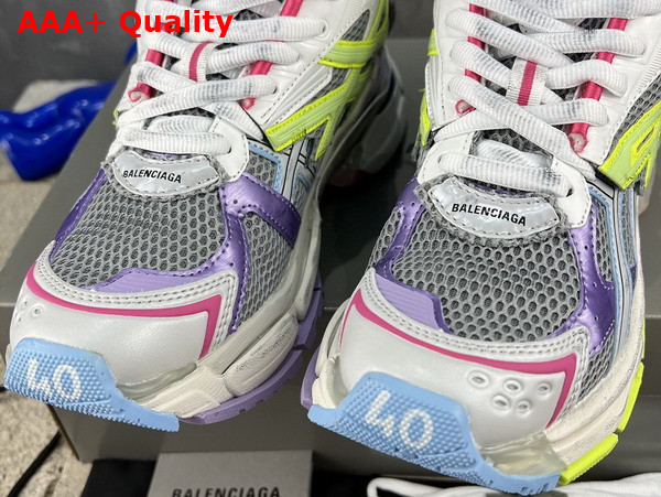 Balenciaga Runner Sneaker in Grey Light Purple Neon Yellow and White Mesh and Nylon Replica
