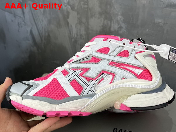 Balenciaga Runner Sneaker in Neon Pink White Grey and Black Mesh and Nylon Replica