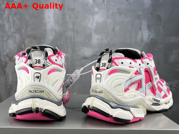 Balenciaga Runner Sneaker in Neon Pink White Grey and Black Mesh and Nylon Replica