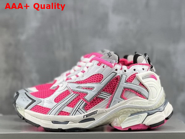 Balenciaga Runner Sneaker in Neon Pink White Grey and Black Mesh and Nylon Replica