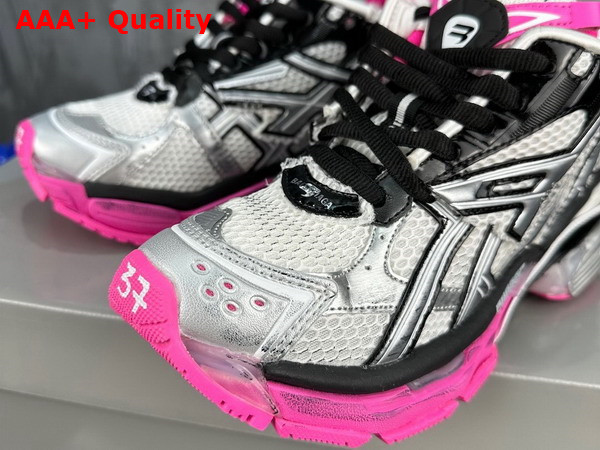 Balenciaga Runner Sneaker in Silver Black and Neon Pink Mesh and Nylon Replica