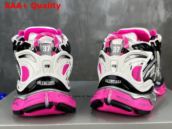 Balenciaga Runner Sneaker in Silver Black and Neon Pink Mesh and Nylon Replica