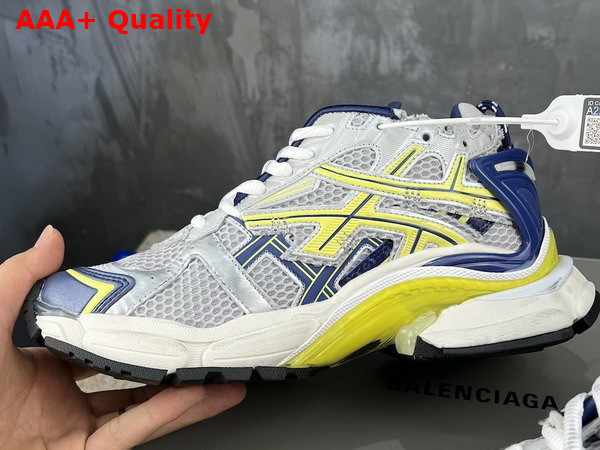 Balenciaga Runner Sneaker in White Blue Yellow Grey and Black Mesh and Nylon Replica