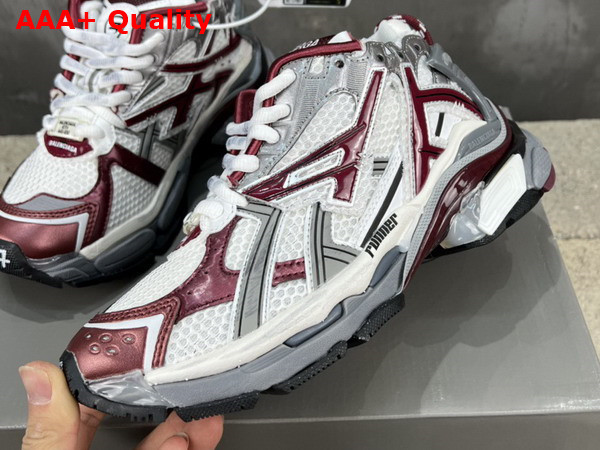 Balenciaga Runner Sneaker in White Dark Red Grey and Black Mesh and Nylon Replica