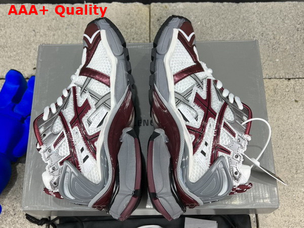 Balenciaga Runner Sneaker in White Dark Red Grey and Black Mesh and Nylon Replica