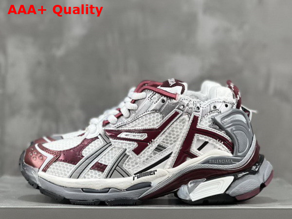 Balenciaga Runner Sneaker in White Dark Red Grey and Black Mesh and Nylon Replica