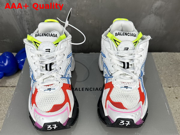 Balenciaga Runner Sneaker in White Red Blue and Pink Mesh and Nylon Replica