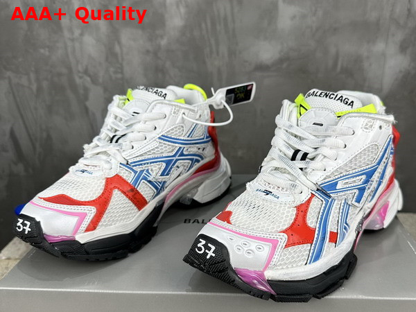 Balenciaga Runner Sneaker in White Red Blue and Pink Mesh and Nylon Replica