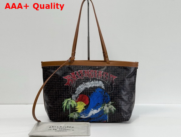 Balenciaga Select Tote Bag Medium in Black Balenciaga Coated Canvas with Red Vintage Surfer Artwork Printed Replica