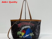 Balenciaga Select Tote Bag Medium in Black Balenciaga Coated Canvas with Red Vintage Surfer Artwork Printed Replica