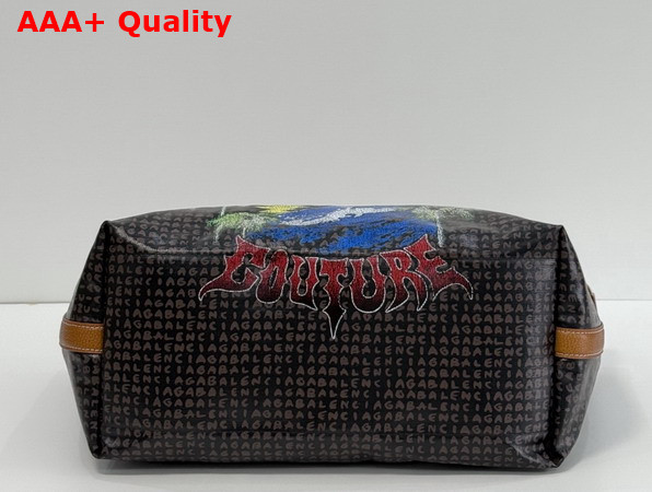Balenciaga Select Tote Bag Medium in Black Balenciaga Coated Canvas with Red Vintage Surfer Artwork Printed Replica