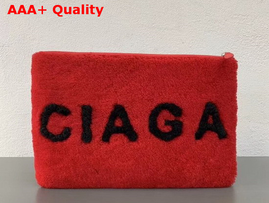 Balenciaga Shearling Pouch Red and Black Replica