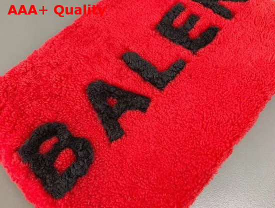 Balenciaga Shearling Pouch Red and Black Replica