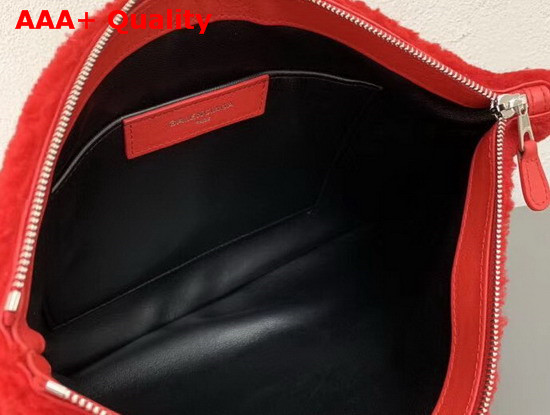 Balenciaga Shearling Pouch Red and Black Replica