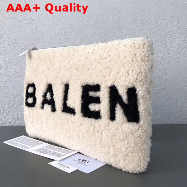 Balenciaga Shearling Pouch in Beige Replica