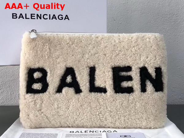 Balenciaga Shearling Pouch in Beige Replica