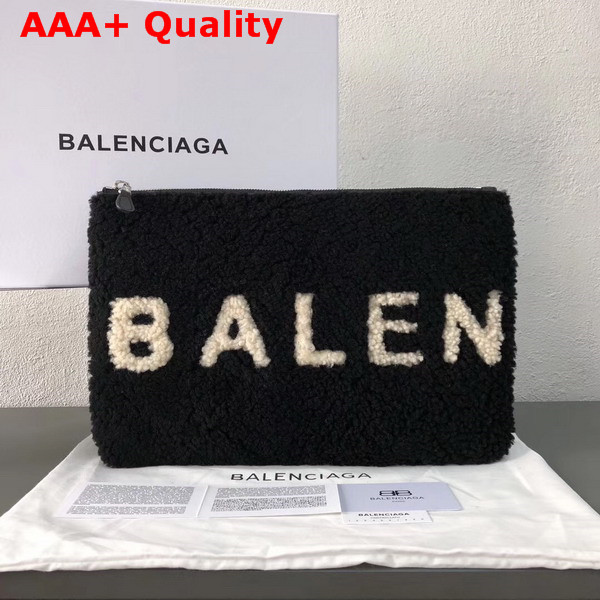 Balenciaga Shearling Pouch in Black Replica