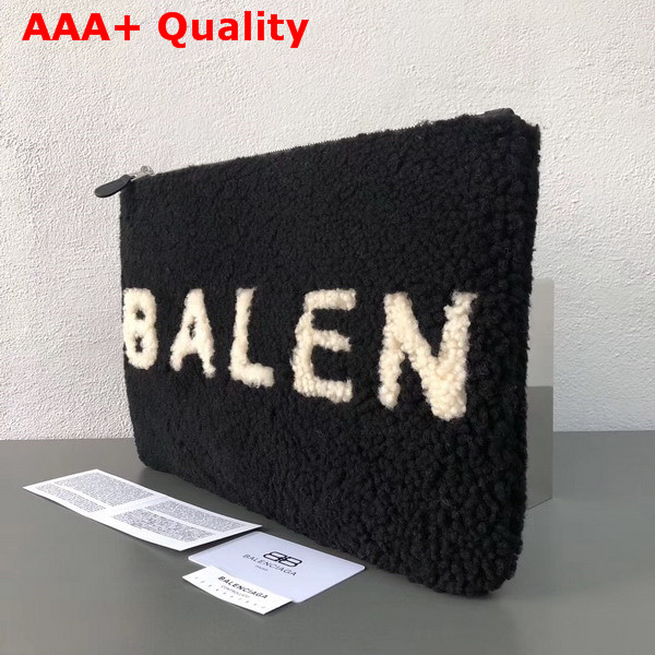 Balenciaga Shearling Pouch in Black Replica