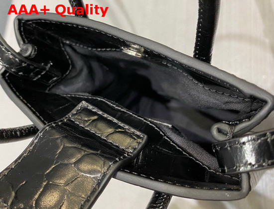 Balenciaga Shopping Phone Holder in Black Crocodile Embossed Calfskin Replica