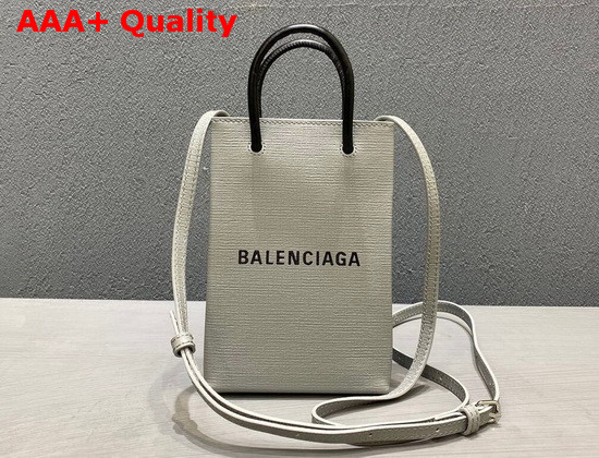 Balenciaga Shopping Phone Holder in Grey Squared Calfskin Replica