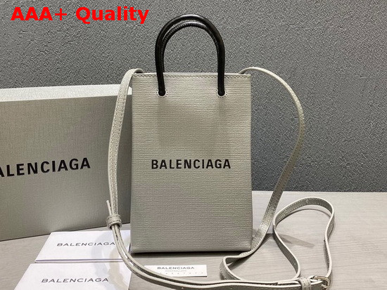 Balenciaga Shopping Phone Holder in Grey Squared Calfskin Replica