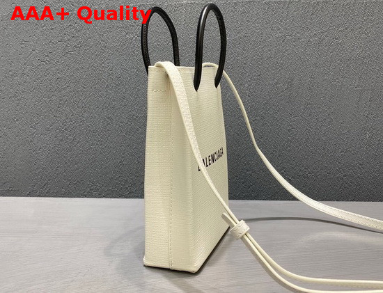 Balenciaga Shopping Phone Holder in White Squared Calfskin Replica