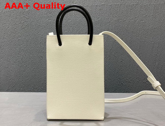 Balenciaga Shopping Phone Holder in White Squared Calfskin Replica