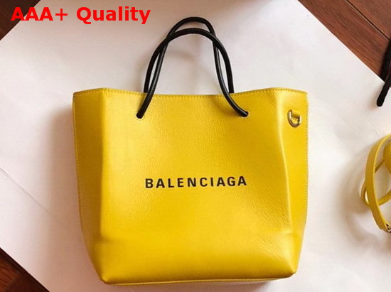 Balenciaga Shopping Tote XXS Lemon Yellow Grained Calfskin Replica