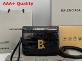 Balenciaga Small B Bag in Black Shiny Crocodile Embossed Leather Replica